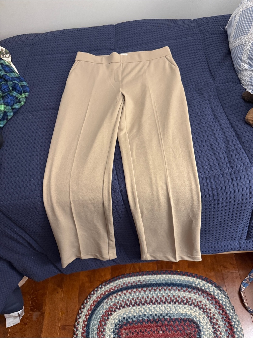 Anne Klein Light Beige Wide-Leg Ponte Pants